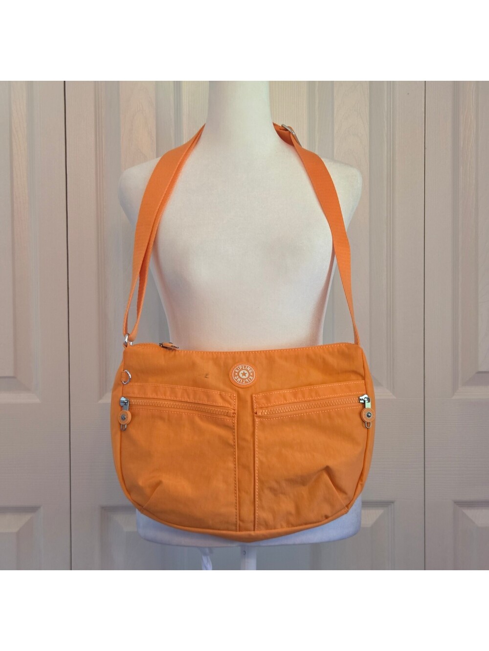 Kipling Bright Tangerine Orange Crossbody Bag Gorpcore Casual Functional Active